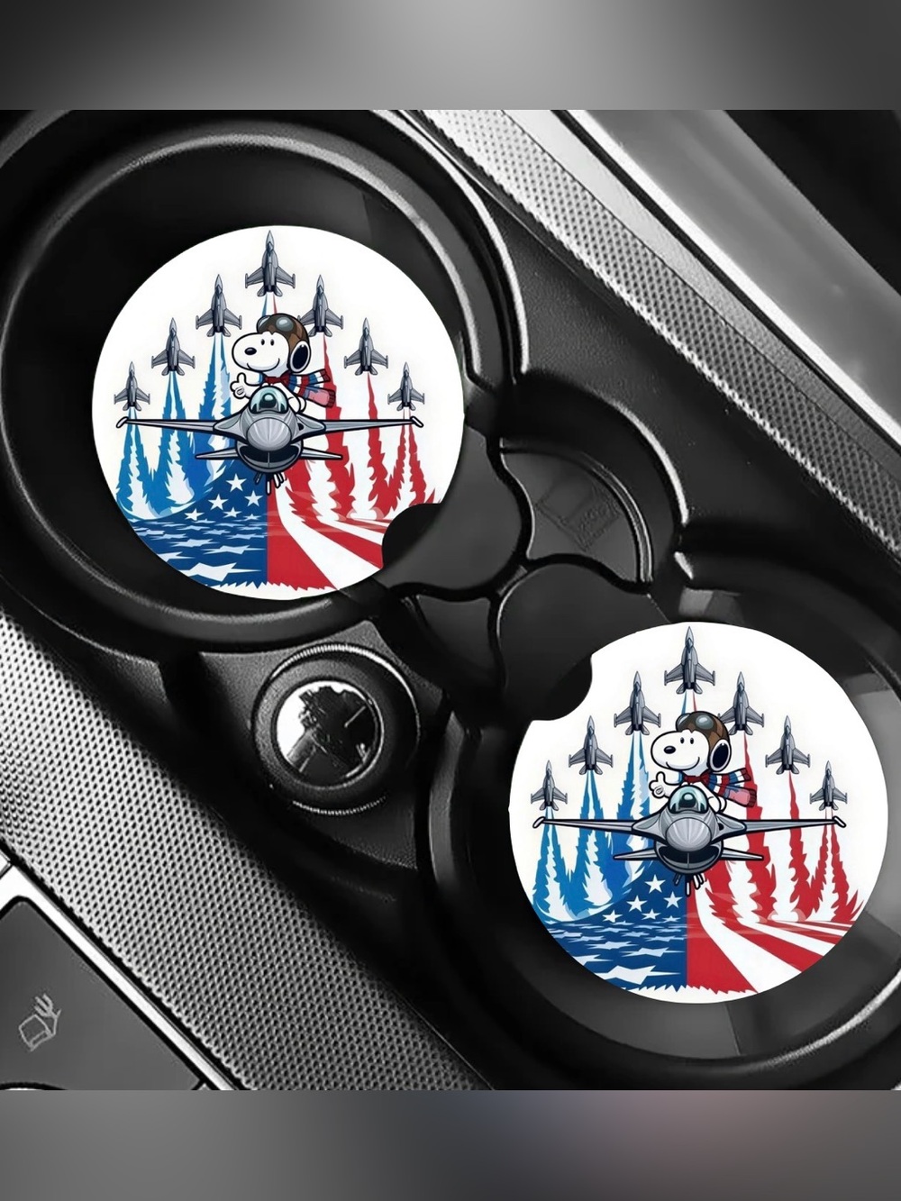 Snoopy Jet Pilot Car Coasters Absorbent Set of (2)